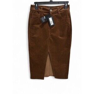 PAIGE Meadow Midi Skirt Maple Brown Corduroy Button Front Size 0 NWT
